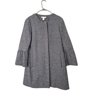 H&M Coat Womens size 8 Gray Zip Front Bell Sleeve Lined Light Fall Autumn